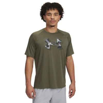 Under Armour UA M TECH PRINT FILL SS-GRN pánské tréninkové tričko