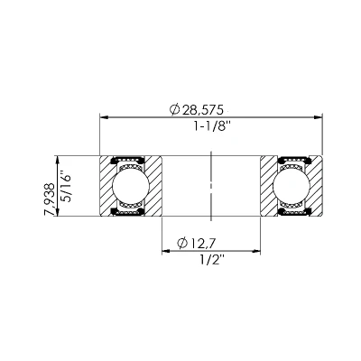 Union Ložisko kuličkové CB-200 R8 2RS 1/2"x1-1/8"x 5/16"