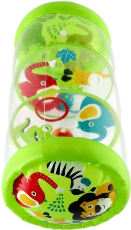 Válec baby nafukovací transparentní 43x20cm edukační set se 3 míčky pro miminko