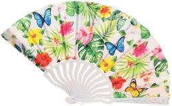 Vějíř dětský s potiskem květiny a motýli plast/textil 6 druhů