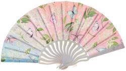 Vějíř dětský s potiskem květiny a motýli plast/textil 6 druhů