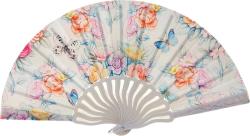 Vějíř dětský s potiskem květiny a motýli plast/textil 6 druhů