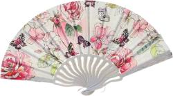 Vějíř dětský s potiskem květiny a motýli plast/textil 6 druhů