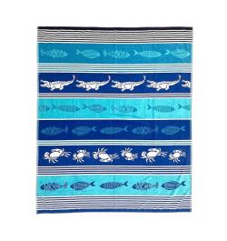 Velká plážová osuška pro 2 osoby Lovely Home Sea Life modrá