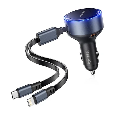 Vention FFOB0 tmavě šedá autonabíječka s kabelem USB-C/Lightning 30W