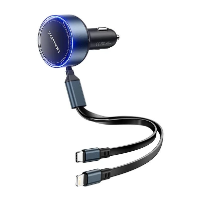 Vention FFOB0 tmavě šedá autonabíječka s kabelem USB-C/Lightning 30W