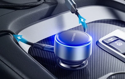 Vention FFOB0 tmavě šedá autonabíječka s kabelem USB-C/Lightning 30W