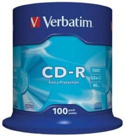 VERBATIM CD-R 700MB, 52x, spindle 100 ks VERBATIM CD-R 700MB, 52x, spindle 100 ks