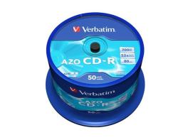 VERBATIM CD-R AZO 700MB, 52x, spindle 50 ks VERBATIM CD-R AZO 700MB, 52x, spindle 50 ks