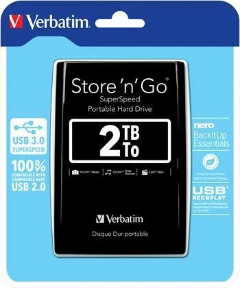 Verbatim Storen Go 2,5" 2TB USB 3.0 černý Verbatim Storen Go 2,5" 2TB USB 3.0 černý