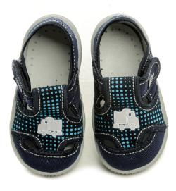 Vi-GGa-Mi modré dětské plátěné bačkůrky ADAS