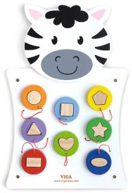 Viga DŘEVO Hra baby nástěnná Zebra barvy a tvary (dřevěná hračka)