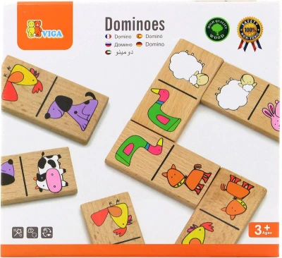 Viga DŘEVO Hra domino domácí zvířátka (společenská hra) Viga DŘEVO Hra domino domácí zvířátka (společenská hra)