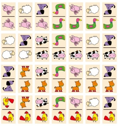 Viga DREVO Hra domino domáce zvieratká (spoločenská hra)