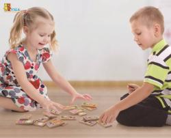 Viga DŘEVO Hra domino domácí zvířátka (společenská hra)