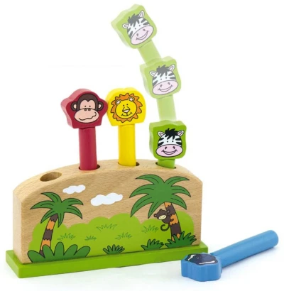 Viga DŘEVO Hra Pop Up vyskakovací zvířátka (dřevěná hračka)