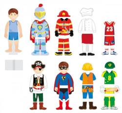Viga DŘEVO Magnetické oblékání Povolání 8 stylů (dřevěná hračka)