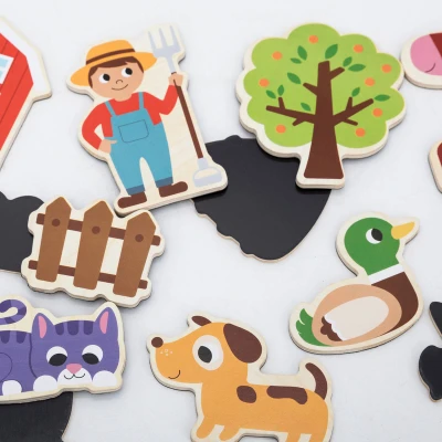 Viga DŘEVO Magnetky baby domácí zvířátka set 20ks (dřevěná hračka)