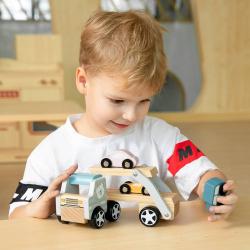 Viga DŘEVO PolarB Auto kamion baby set se 3 autíčky (dřevěná hračka)