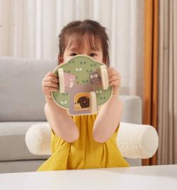 Viga DŘEVO PolarB baby hra na schovávanou manipulační deska zvířátka