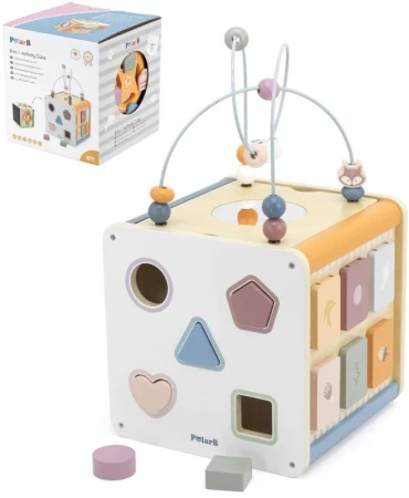 Viga DREVO PolarB Box s aktivitami xylofón / vkladačka / prevliekačí labyrint 8v1