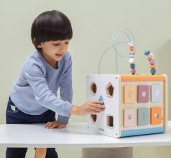 Viga DŘEVO PolarB Box s aktivitami xylofon / vkládačka / provlékací labyrint 8v1