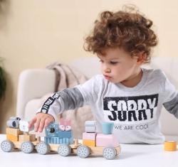Viga DŘEVO PolarB Mašinka vláček se zvířátky baby (dřevěná hračka)