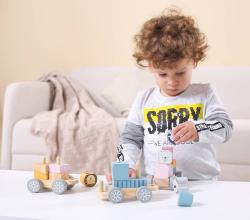 Viga DŘEVO PolarB Mašinka vláček se zvířátky baby (dřevěná hračka)