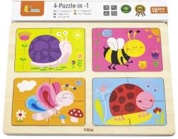 Viga DŘEVO Puzzle na desce 4v1 hmyz baby skládačka 16 dílků