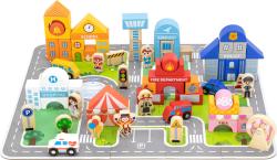 Viga DŘEVO Stavebnice baby město herní set na puzzle podložce s doplňky v kyblíku Viga DŘEVO Stavebnice baby město herní set na puzzle podložce s doplňky v kyblíku
