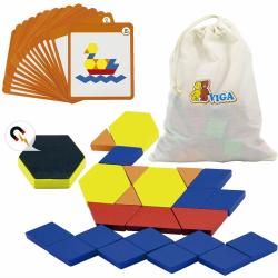 Viga DŘEVO Tangramy magnetické tvary 102 dílků puzzle skládačka
