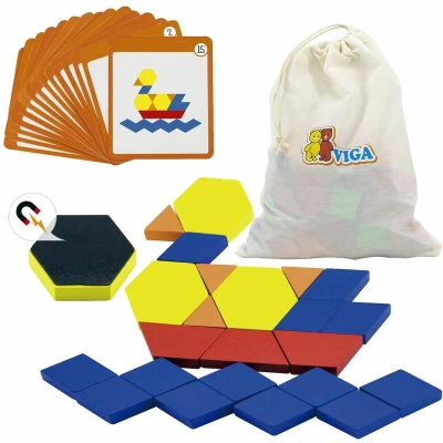 Viga DREVO Tangramy magnetické tvary 102 dielikov puzzle skladačka