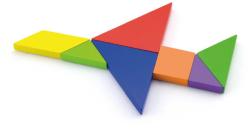 Viga DŘEVO Tangramy magnetické tvary 35 dílků puzzle skládačka