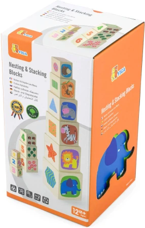 Viga DŘEVO Věž baby skládací kostky naučné 6ks (dřevěná hračka)