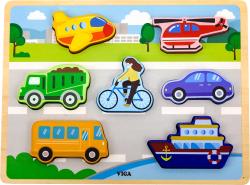 Viga DŘEVO Vkládačka baby puzzle vkládací na desce doprava 7 dílků Viga DŘEVO Vkládačka baby puzzle vkládací na desce doprava 7 dílků
