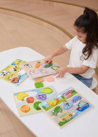 Viga DŘEVO Vkládačka baby puzzle vkládací na desce doprava 7 dílků