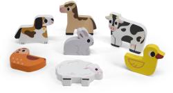Viga DŘEVO Vkládačka baby puzzle vkládací na desce zvířátka farma 7 dílků