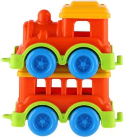 Vláček barevný mini sada mašinka + vagónek 10cm plast v síťce