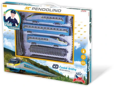 Vlak ČD SC České Dráhy Super City Pendolino s kolejemi na baterie Světlo Zvuk