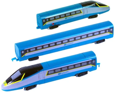 Vlak ČD SC České Dráhy Super City Pendolino s kolejemi na baterie Světlo Zvuk