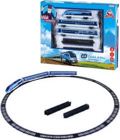 Vlak České dráhy set lokomotiva + 2 vagóny s kolejemi na baterie Světlo Zvuk Vlak České dráhy set lokomotiva + 2 vagóny s kolejemi na baterie Světlo Zvuk