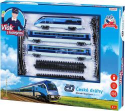 Vlak České dráhy set lokomotiva + 2 vagóny s kolejemi na baterie Světlo Zvuk