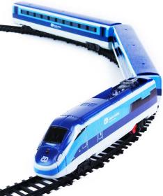 Vlak České dráhy set lokomotiva + 2 vagóny s kolejemi na baterie Světlo Zvuk