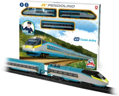 Vlak s kolejemi Mini Pendolino Naše železnice lokomotiva + 2 vagony na baterie