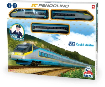 Vlak s kolejemi Mini Pendolino Naše železnice lokomotiva + 2 vagony na baterie