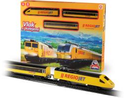 Vlak s kolejemi Mini RegioJet Naše železnice lokomotiva + 2 vagony na baterie Vlak s kolejemi Mini RegioJet Naše železnice lokomotiva + 2 vagony na baterie