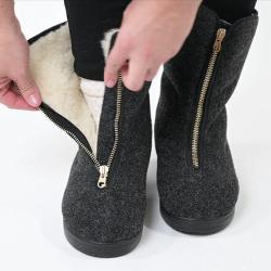 Vlnka Dámské důchodky z ovčí vlny na zip černé POUZE EU 37 (VÝPRODEJ)