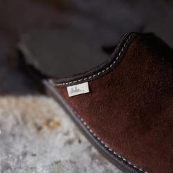 Vlnka pánské kožené pantofle s ovčí vlnou - tmavě hnědá POUZE EU 41 (VÝPRODEJ)