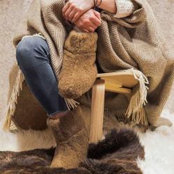 Vlnka TV bačkory z ovčí vlny hnědé POUZE EU 41-42 (VÝPRODEJ)