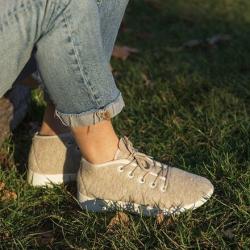 Vlnka Vlněné kotníkové tenisky Woolee - béžová POUZE EU 37 (VÝPRODEJ)